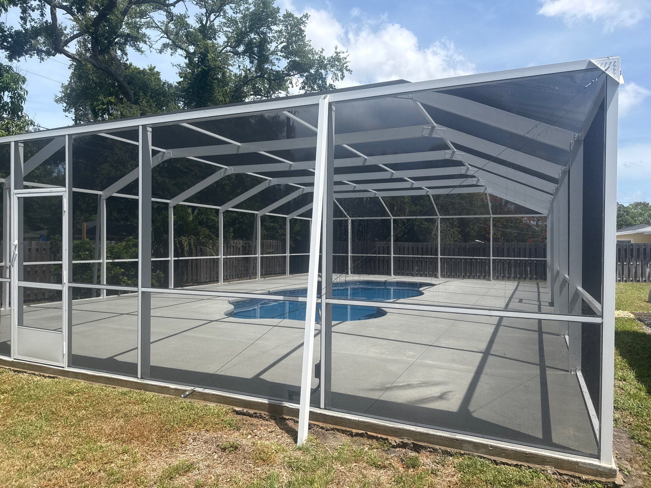 Painted Pool Deck & Pool Cage Cleaning in Allendale – Bradenton, FL by Sunshine AquaWash