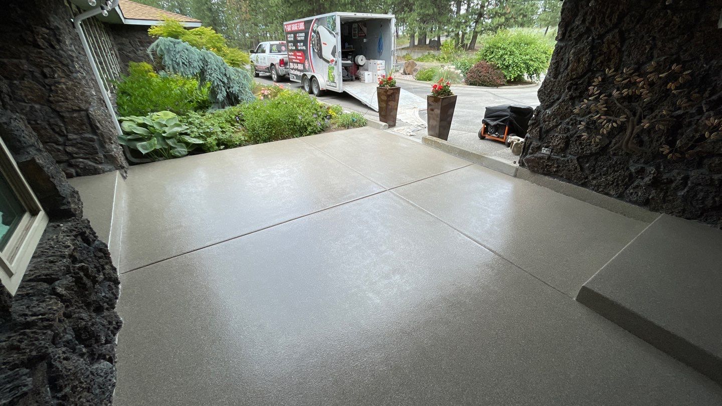 Patio Transformation using Rockford 1/8" Flake by Croc Coatings, LLC