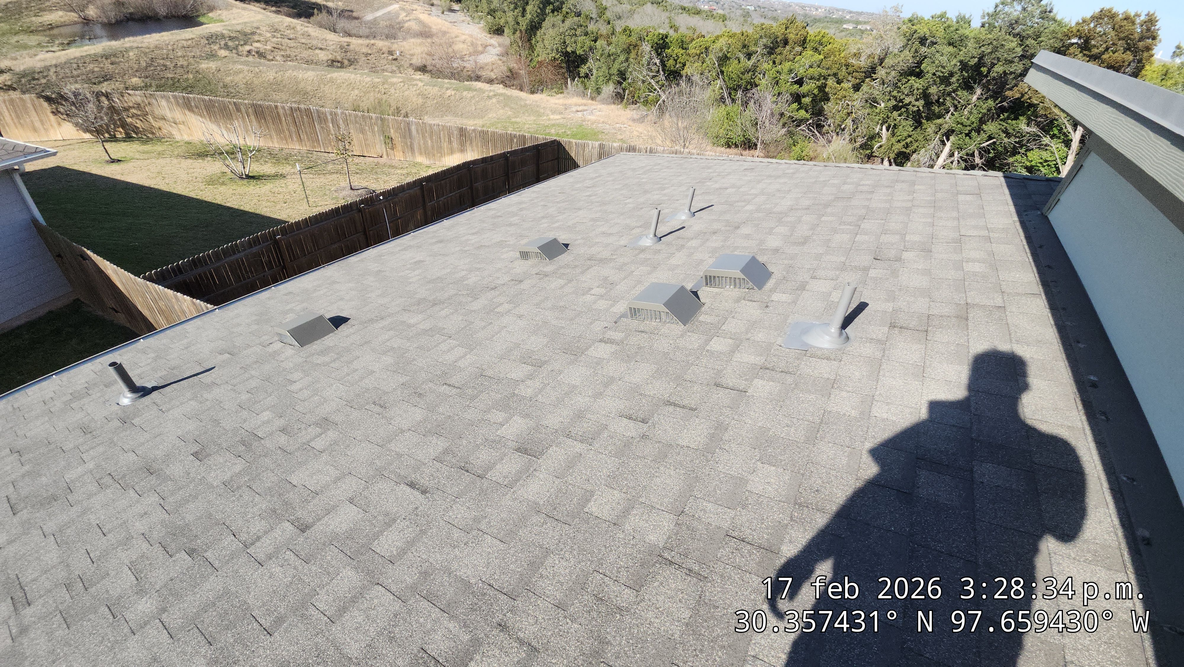 Full Asphalt Shingle Roof Replacement and Fence Restoration in Austin by Caliber Restoration LLC