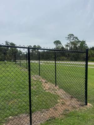 Black Chain Link Boundary Fence with Access Gates in North Port