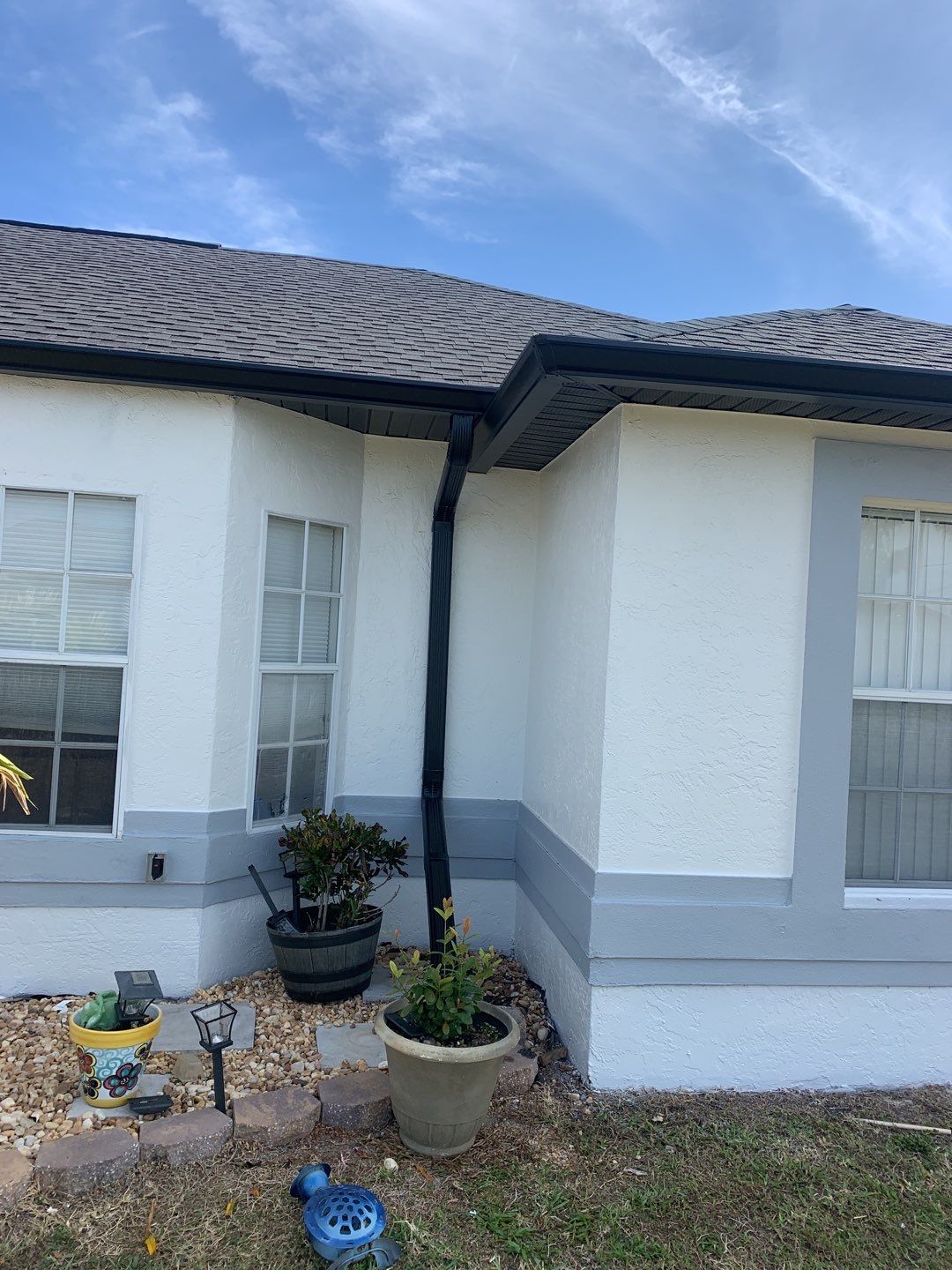 Black Seamless Gutters for Modern Cape Coral Homes by Gutter Professors