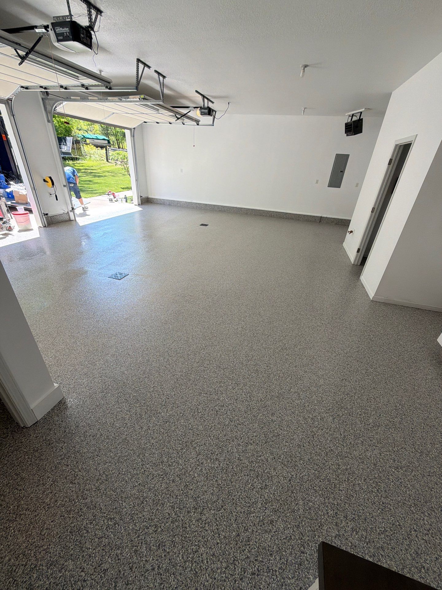 Custom Polymer Flake Epoxy Garage Floor Coating in Mears by Gordon Painting