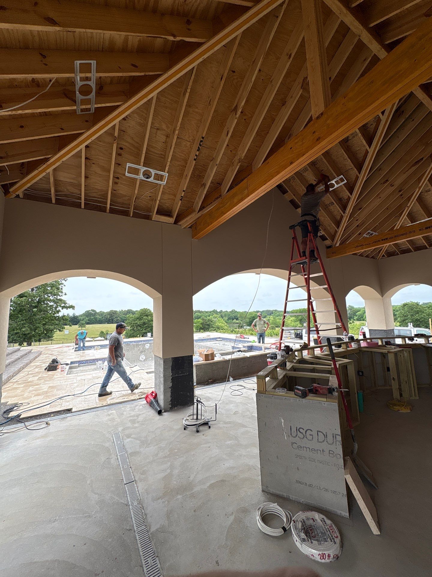 Custom Stucco Pool House and Pavilion Construction in Cross Plains by U.S. Exterior Solutions