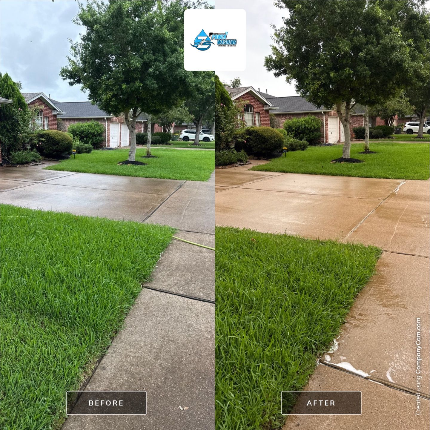 Residential Concrete Driveway and Sidewalk Pressure Washing in Pearland by Zeal Power Washing