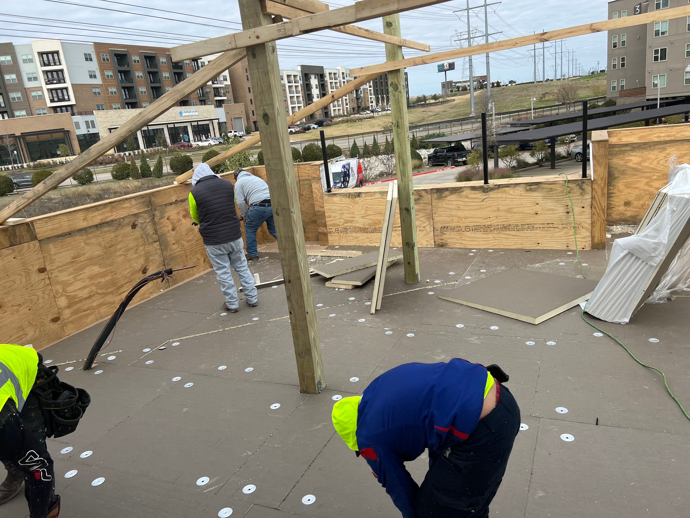 Apartment Roofing Installation using GAF HDZ Shingles, GAF TPO and Pavers in Lewisville, TX by Roof Experts