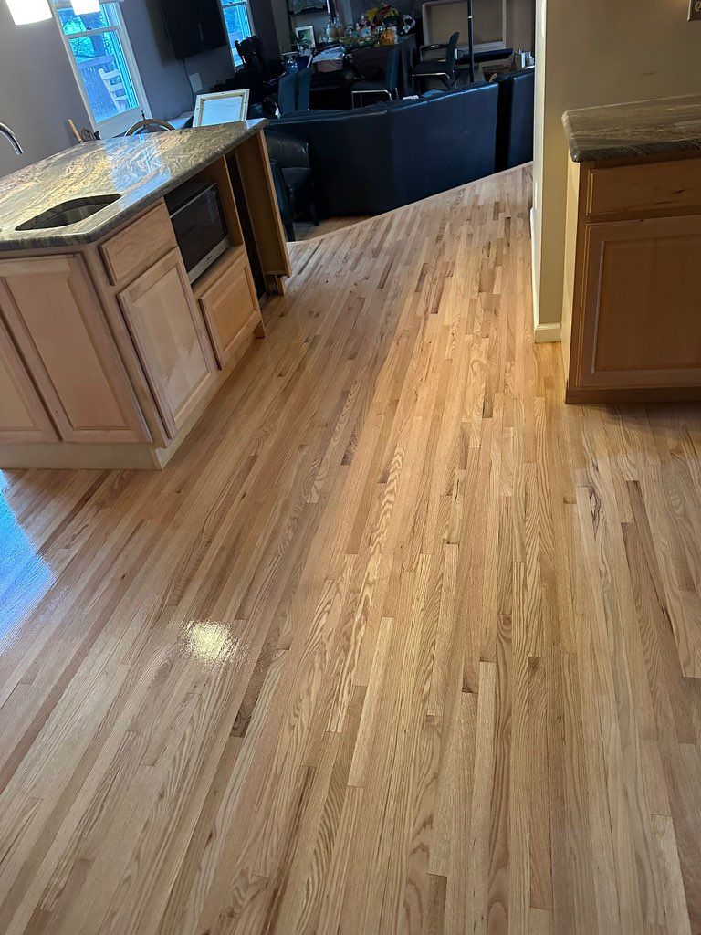 Red Oak Refinish using Duraseal Natural Stain with Semi Gloss Finish by Footprints Floors Morristown