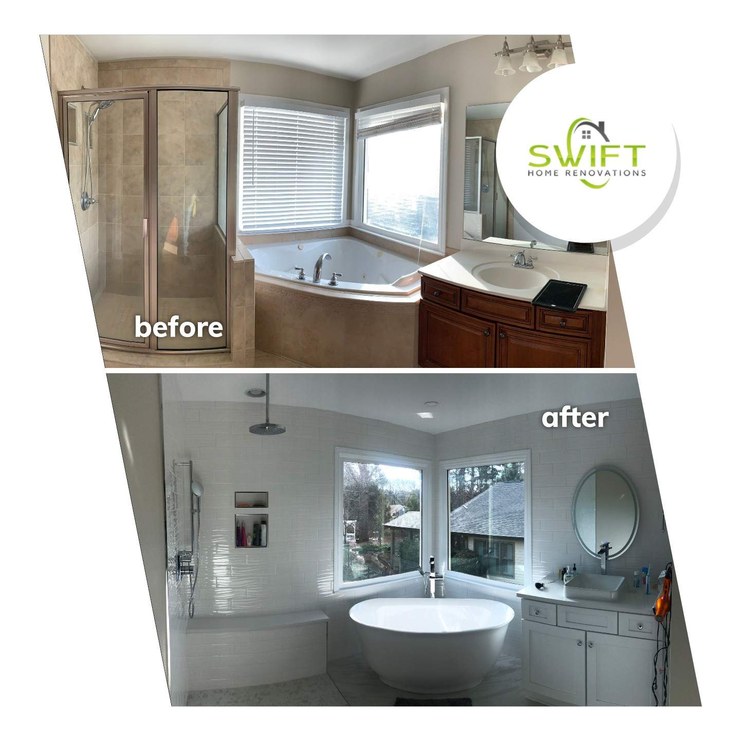 Modern Bathroom Remodel With Freestanding Tub In Marietta by Swift Home Renovations