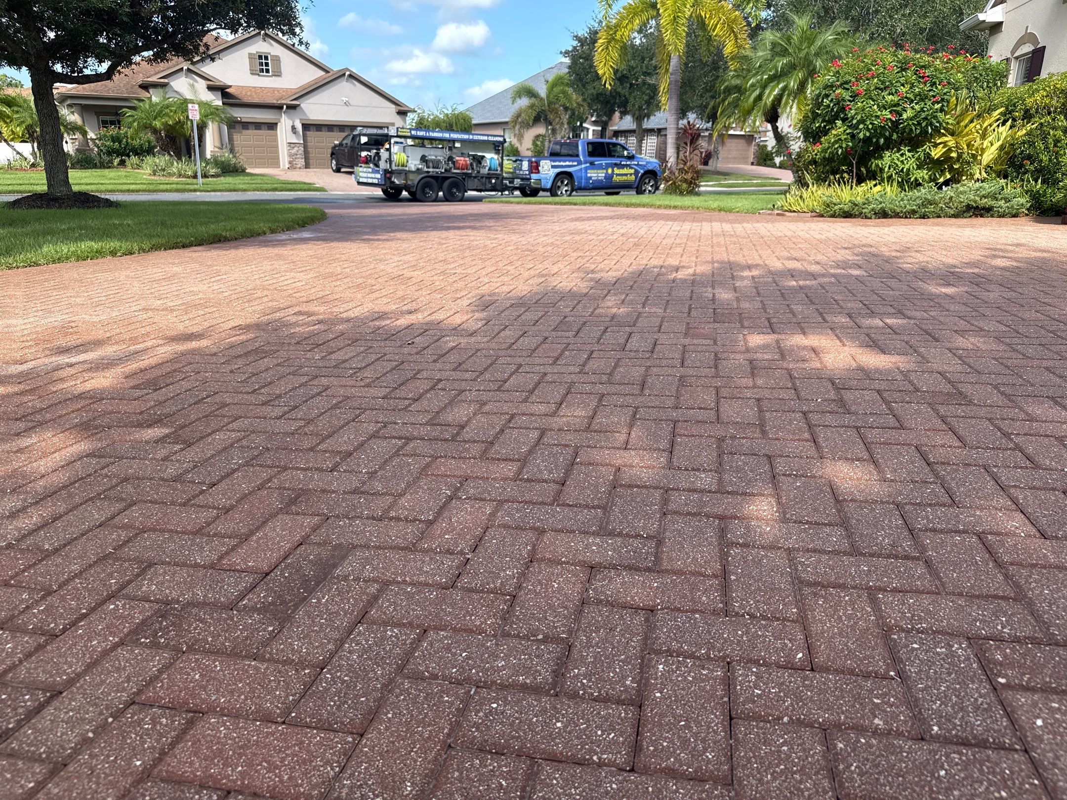 Paver Driveway & Sidewalk Cleaning – Oakleaf Hammock, Ellenton, FL by Sunshine AquaWash