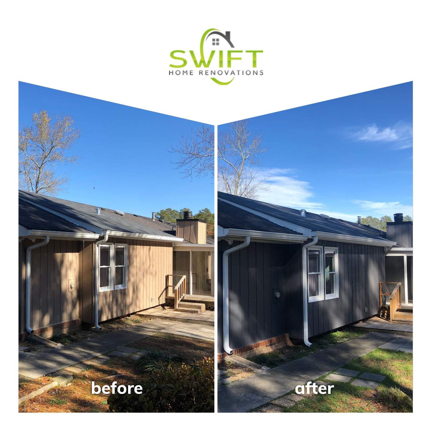 Full Exterior House Painting Transformation in Snellville Georgia by Swift Home Renovations 