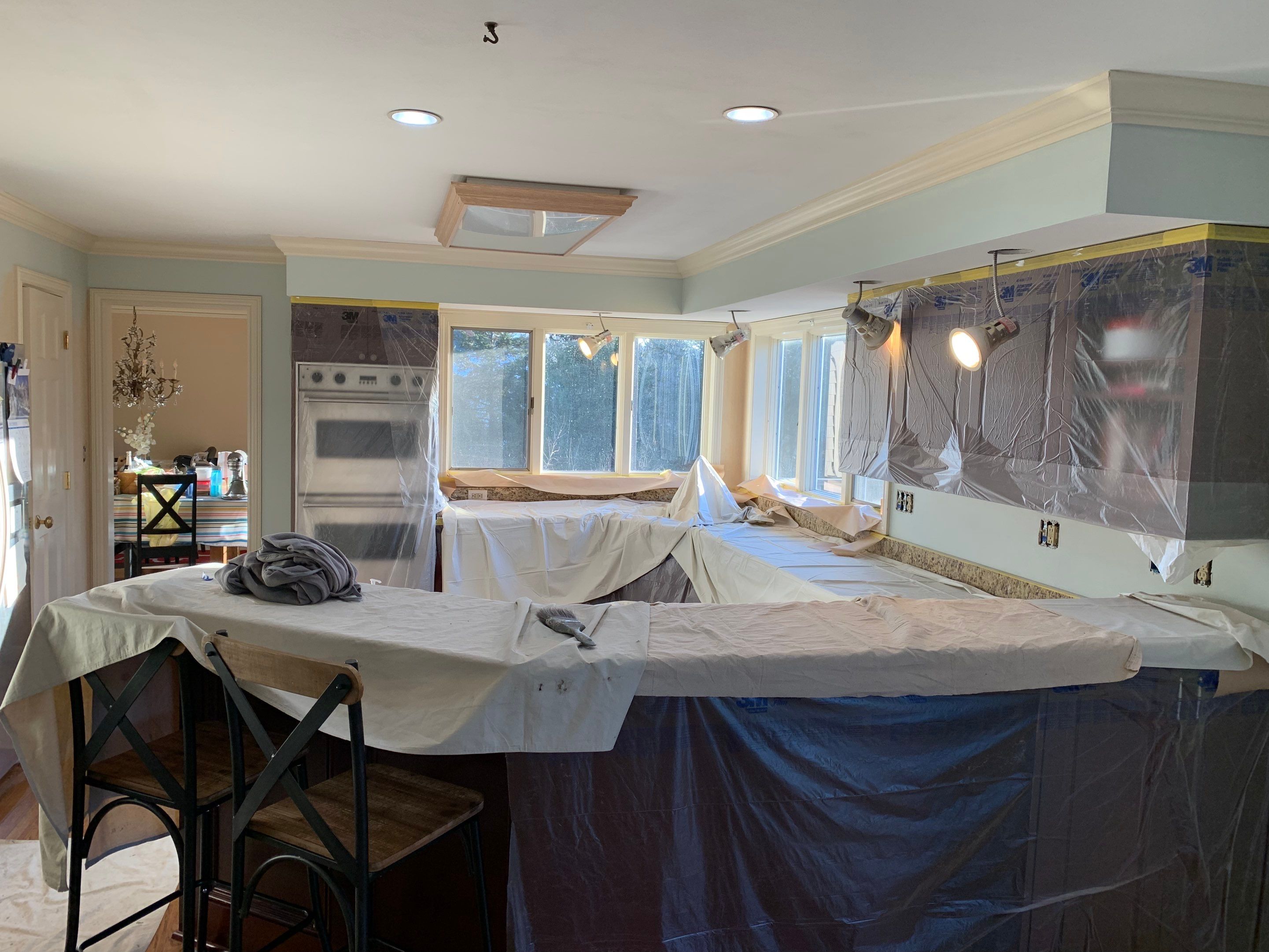 Fireplace/Mantle and Painting Stenciled Walls by Empire Painting Services, LLC