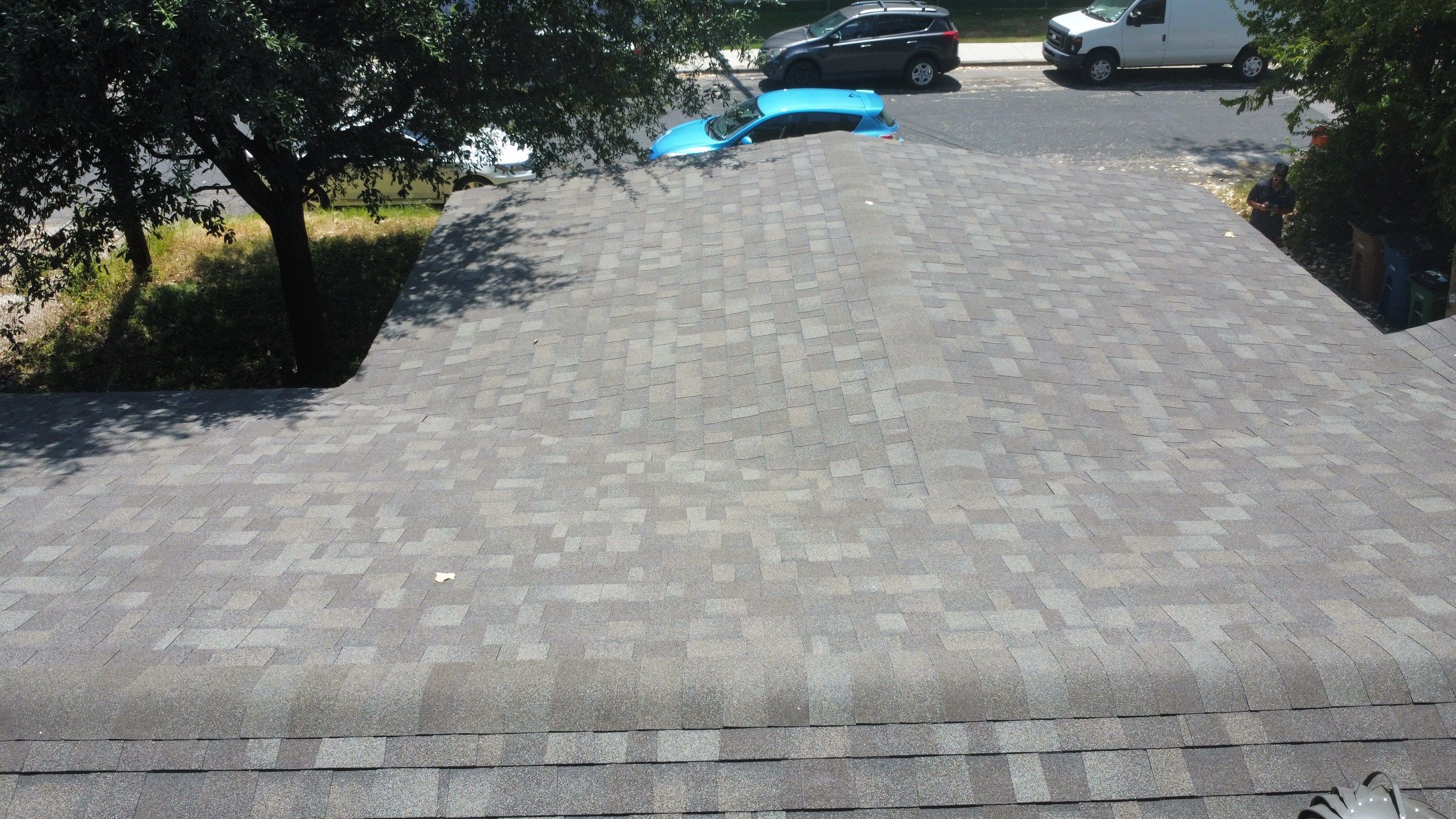 Mixed Roof System – Oakridge Driftwood + Flat Roof Section | Austin, TX by Kstylez Roofing & Construction