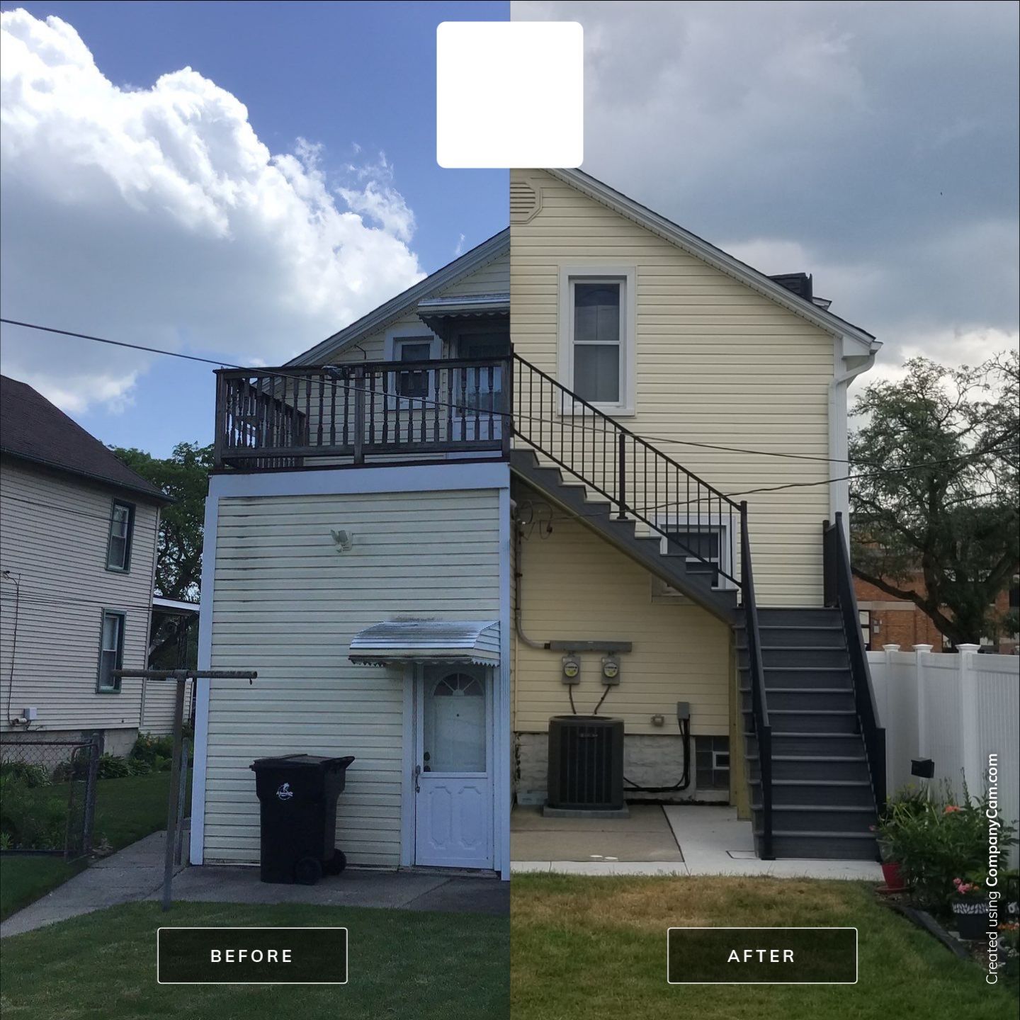 Rebuild balcony flat roofing TREX decking stairway and Railings in Wyandotte, MI by Northwest Construction 