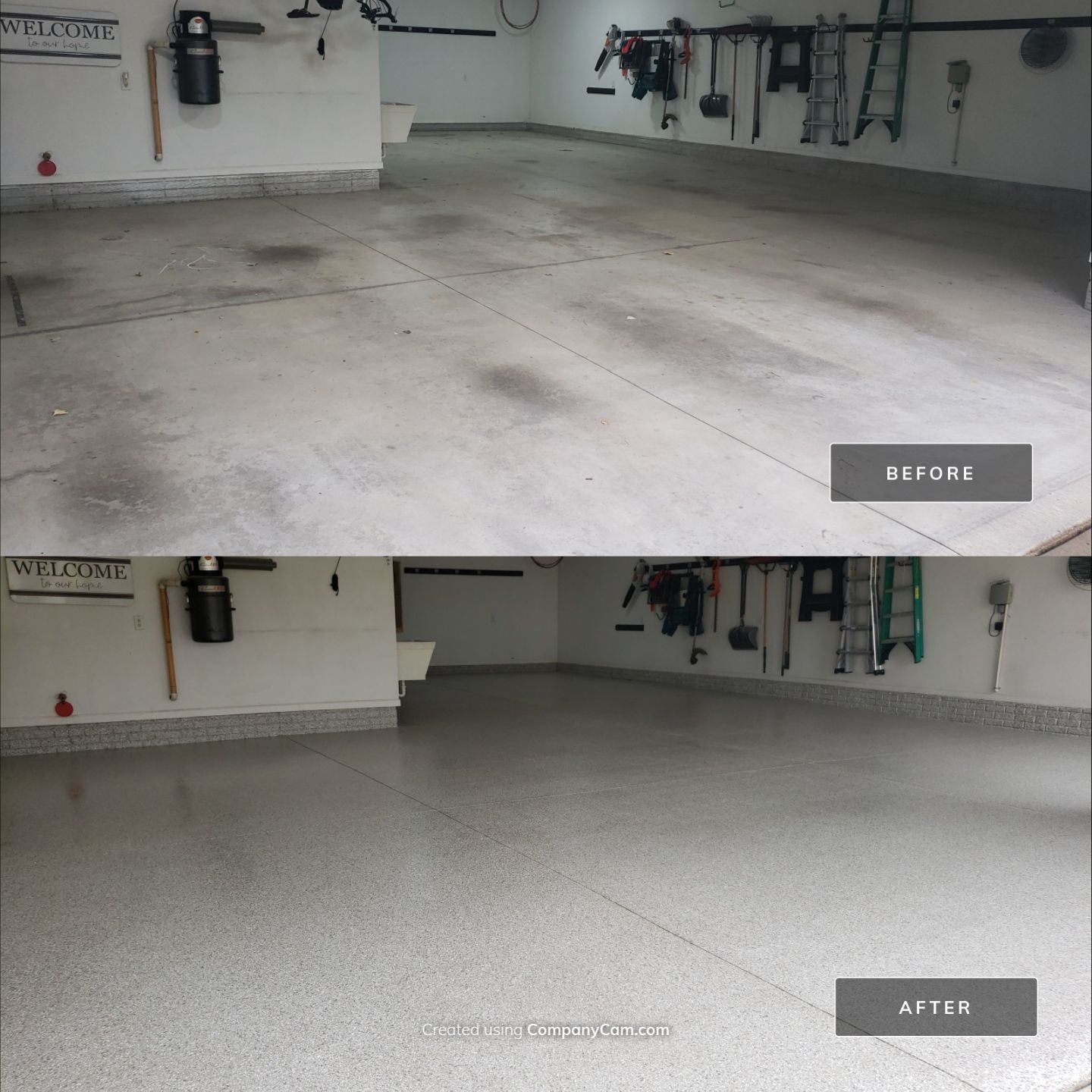 Des Moines Garage Transformation by Revival Concrete Coatings, LLC