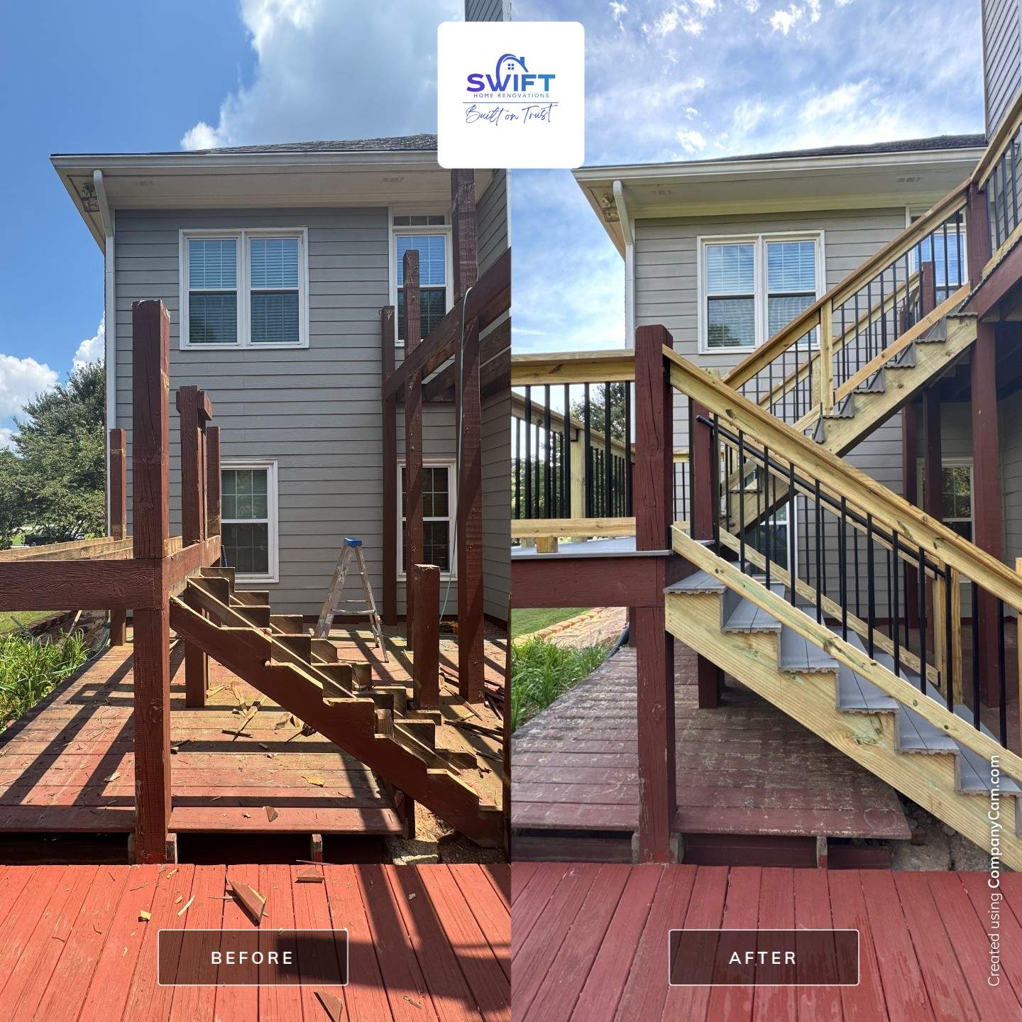 Multi-Level Composite Deck and Staircase Installation in Stonecrest by Swift Home Renovations