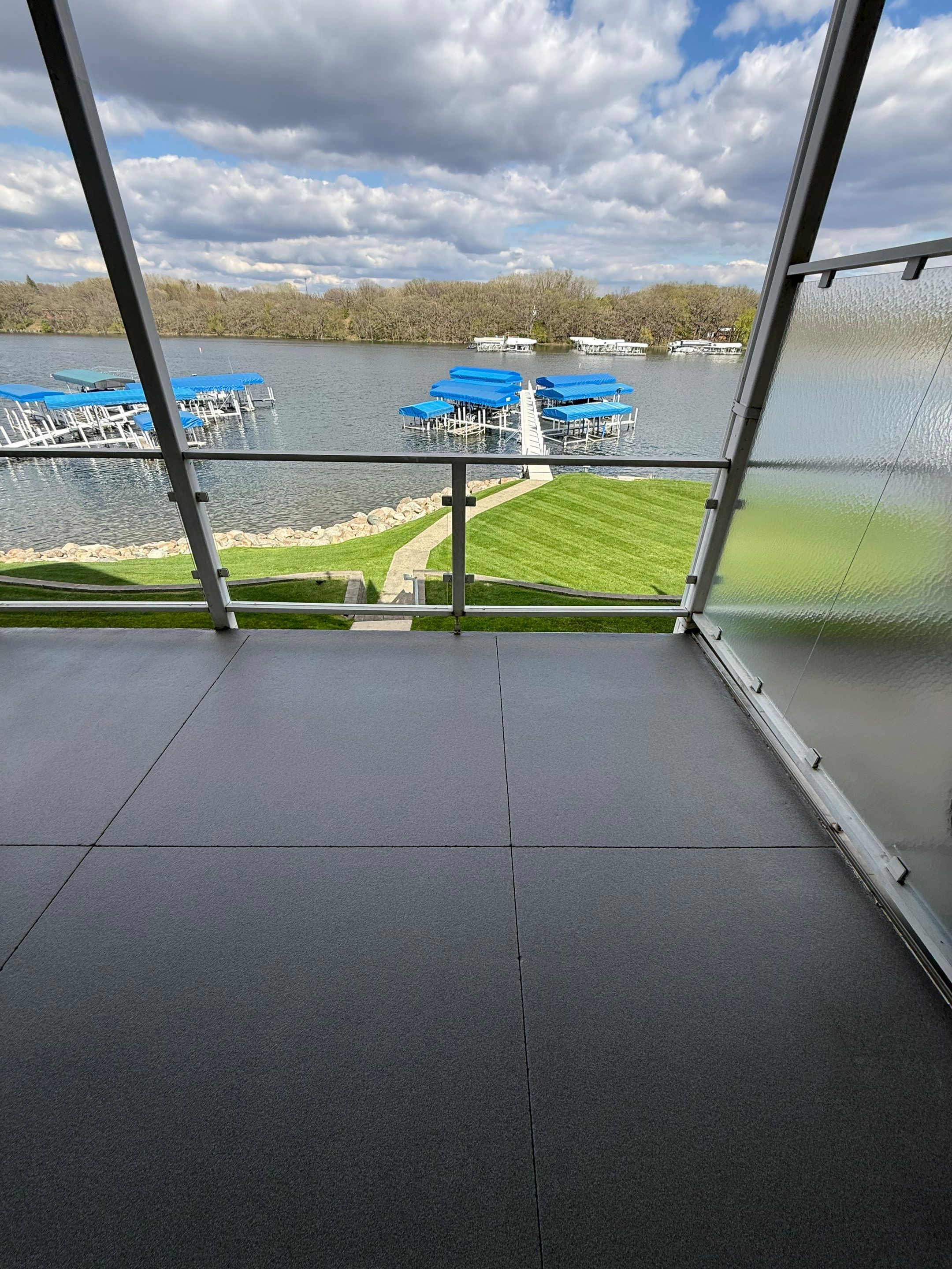 Dark Gray Slip-Resistant Concrete Coating for Arnolds Park Balcony by Select Painting, Coatings & Garage Cabinets