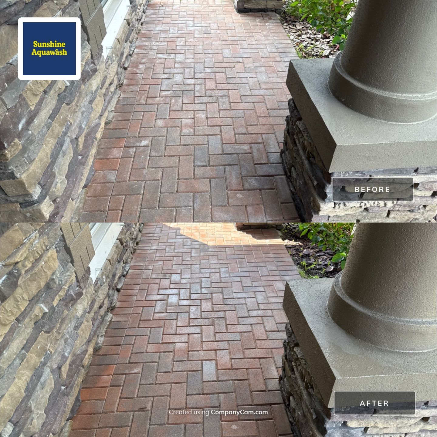 3-Car Paver Driveway & Entryway Cleaning | Oakleaf Hammock Community, Ellenton, FL by Sunshine AquaWash