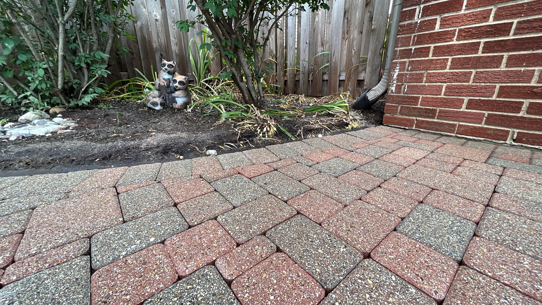 Brick paver clean, sand and seal. using Algaecide, soft wash soap by Northern Power Washing LLC.