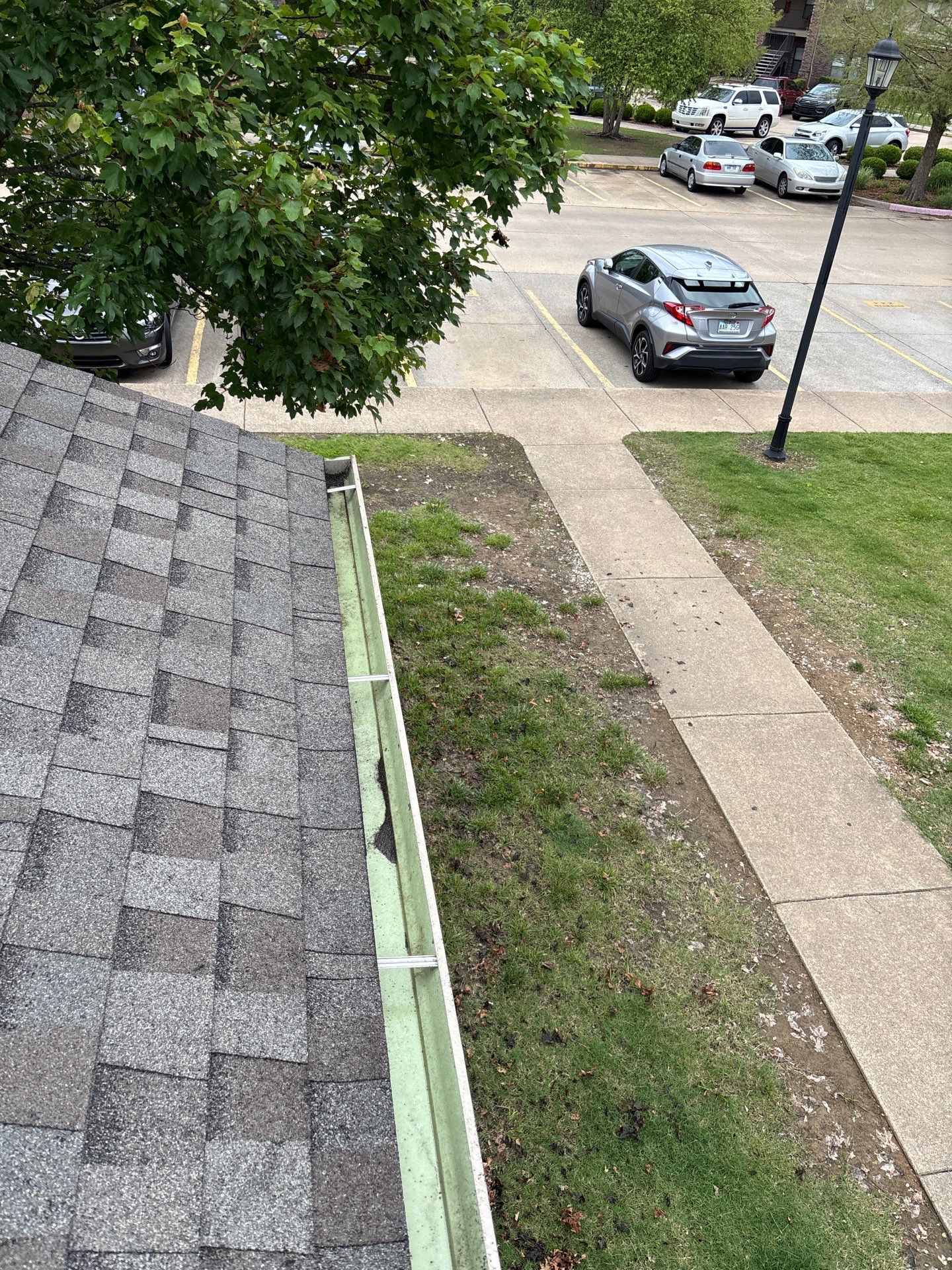 Commercial gutter cleaning Fayetteville after photo with clean gutters