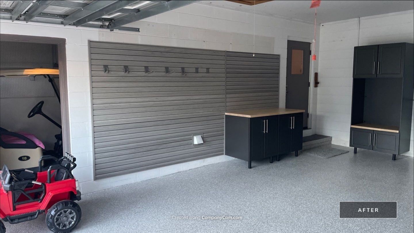 Garage with Cabinets in Gainesville, FL in Mount Everest by Cross Creek Concrete Coatings