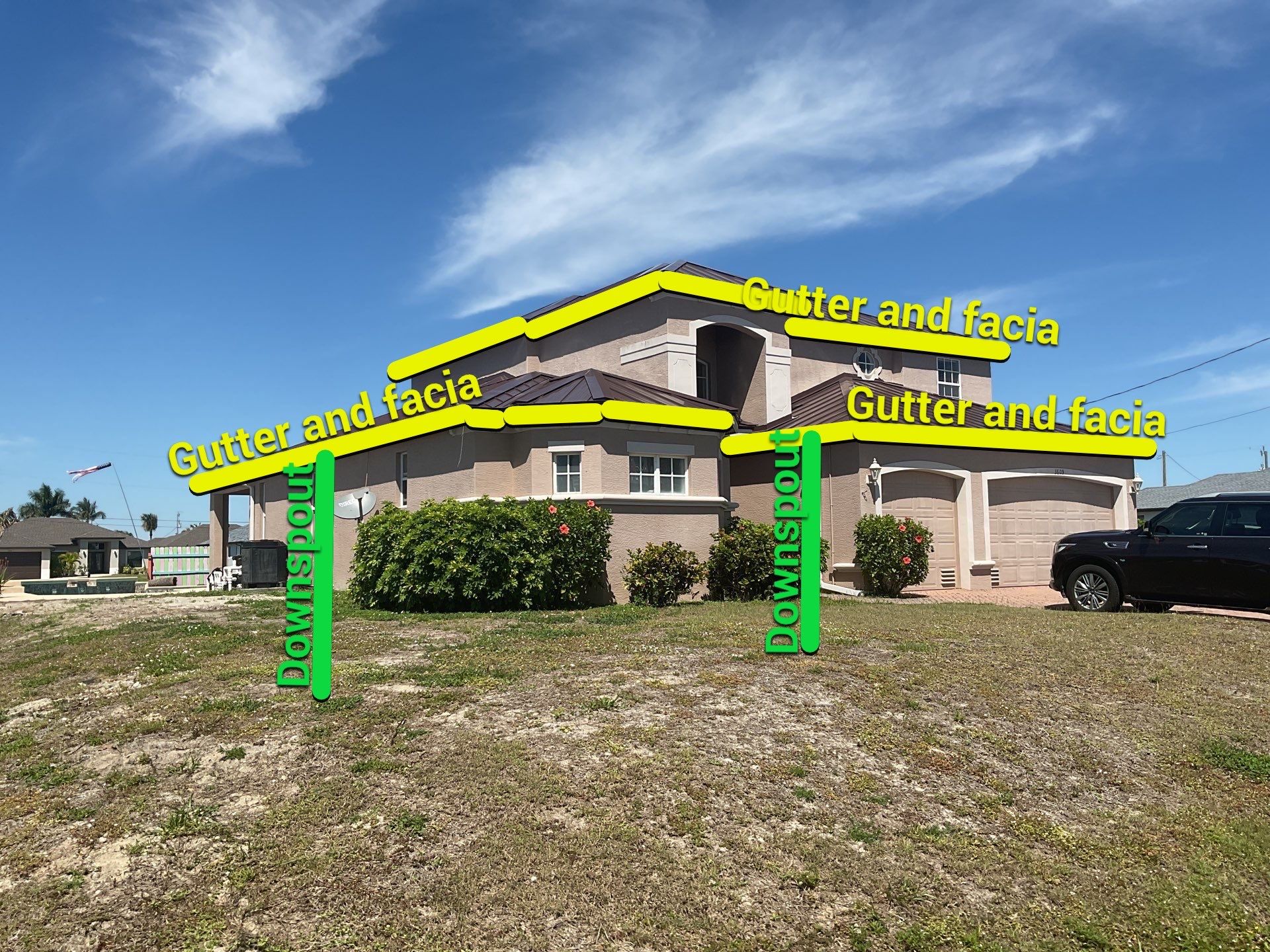 Brown Seamless Gutters using Royal Brown in Cape Coral by Gutter Professors