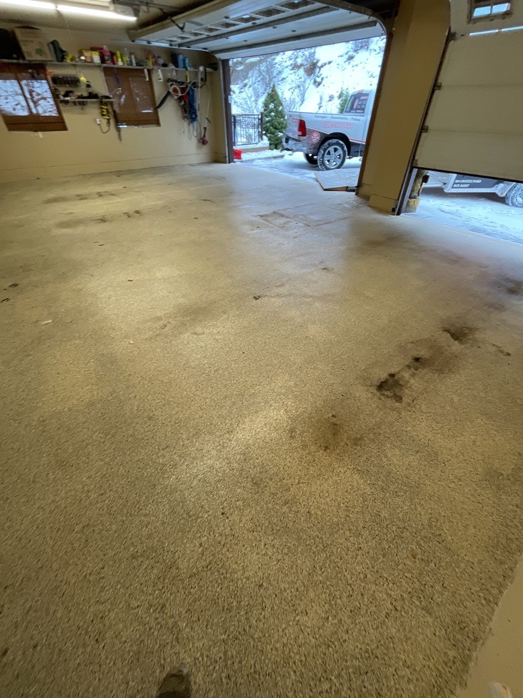 Garage Transformation using Sandstone by Croc Coatings, LLC