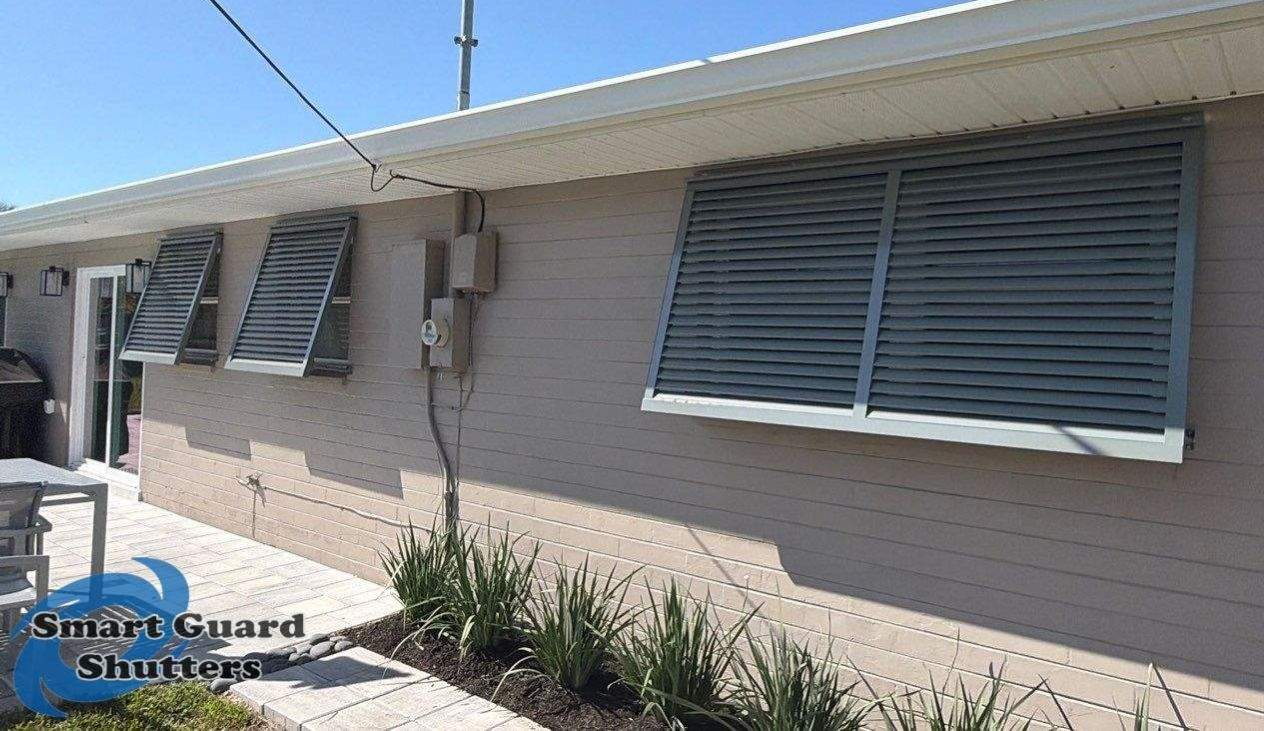 Decorative Bahamas in Mouse Gray by Smart Guard Shutters