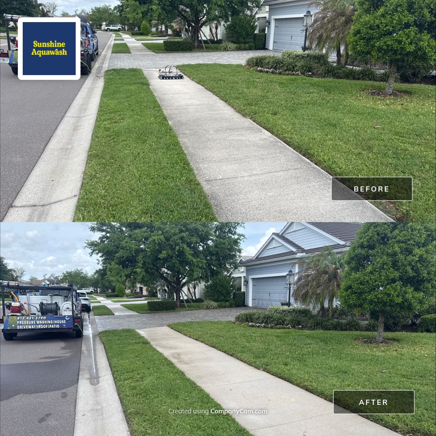 Paver Driveway, Entryway & Sidewalk Cleaning in River Wind – Bradenton, FL by Sunshine AquaWash