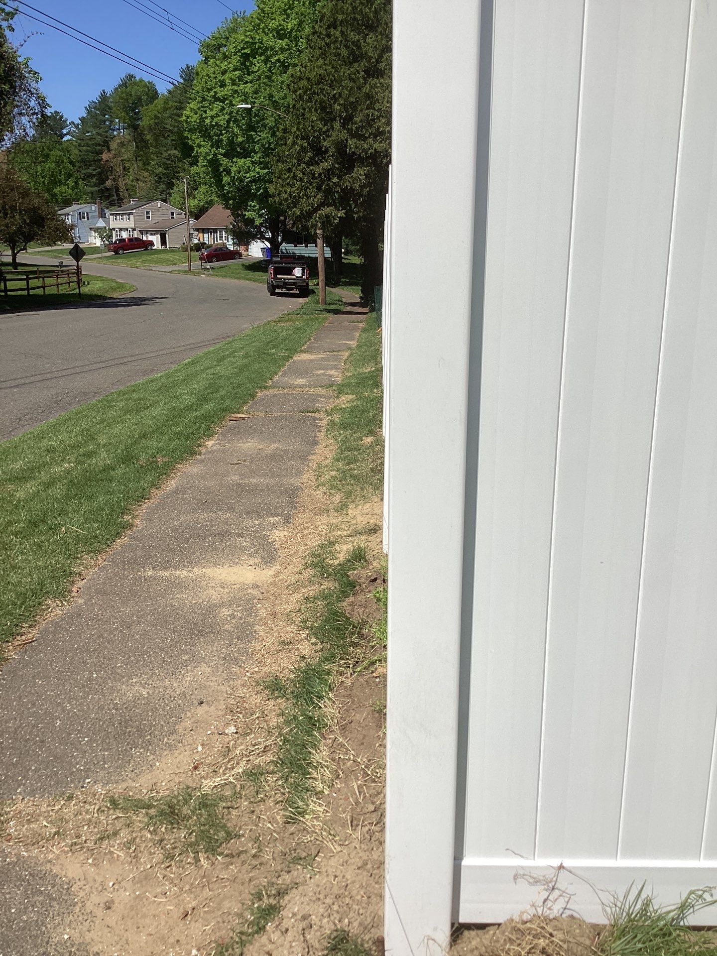 Replacement fence with White Vinyl Privacy and matching gates.  by DiGiorgi Roofing and Siding Inc