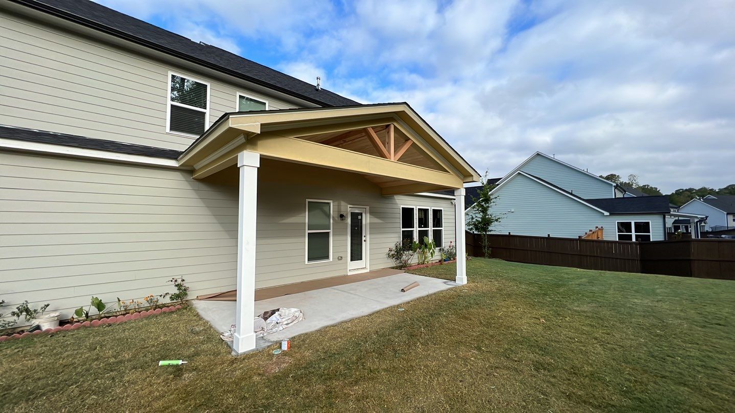 Custom Covered Porch Construction with Finished Wood Ceiling in Acworth by Swift Home Renovations