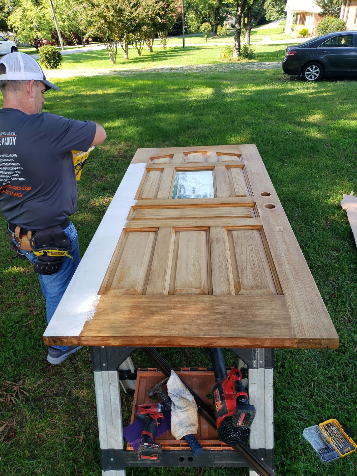 From Stained to Stunning: Custom Front Door Finish! by A Step Above Handy LLC