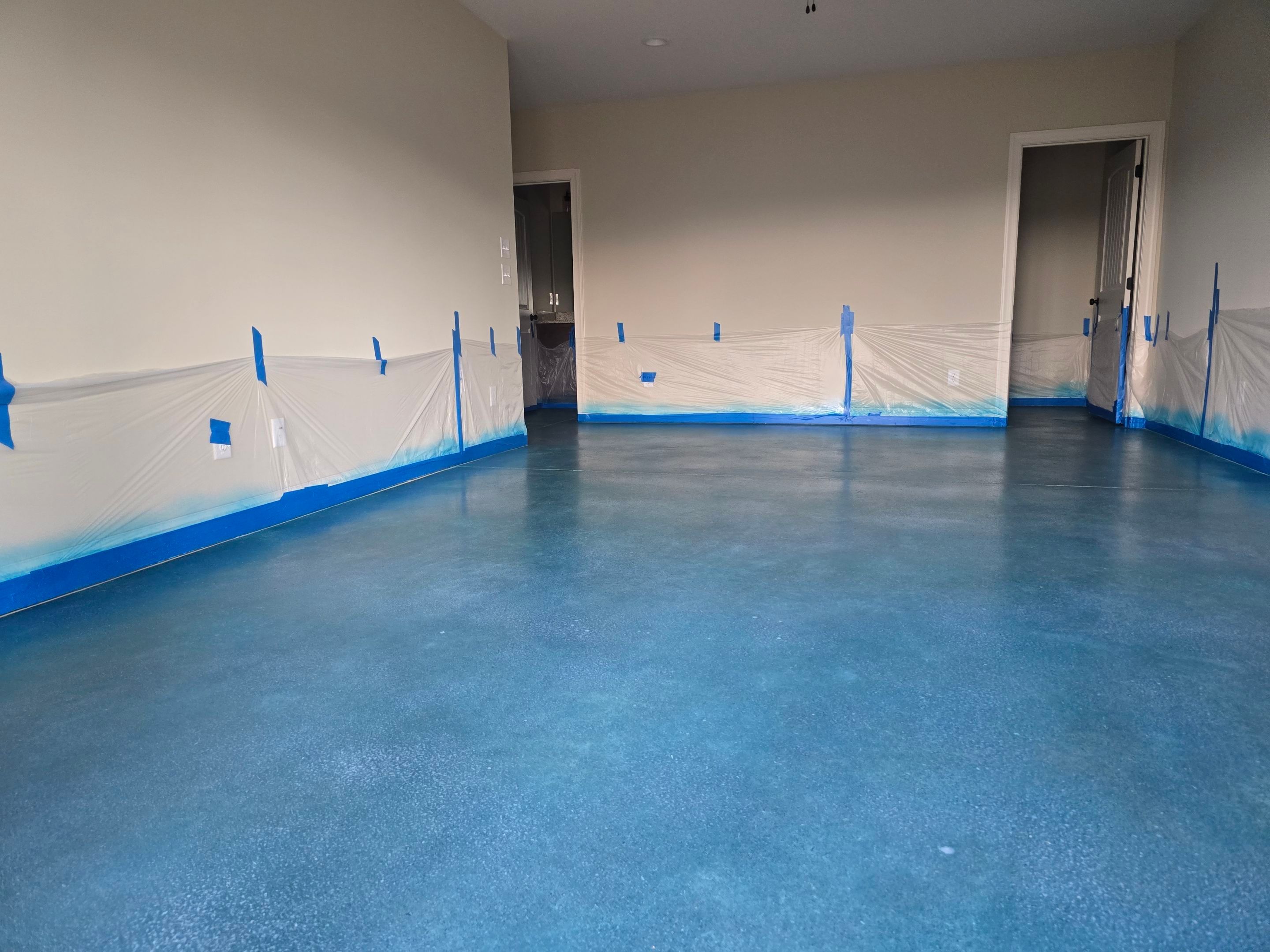 Basement Floor in Carribbean Blue by Elite Floor Solutions