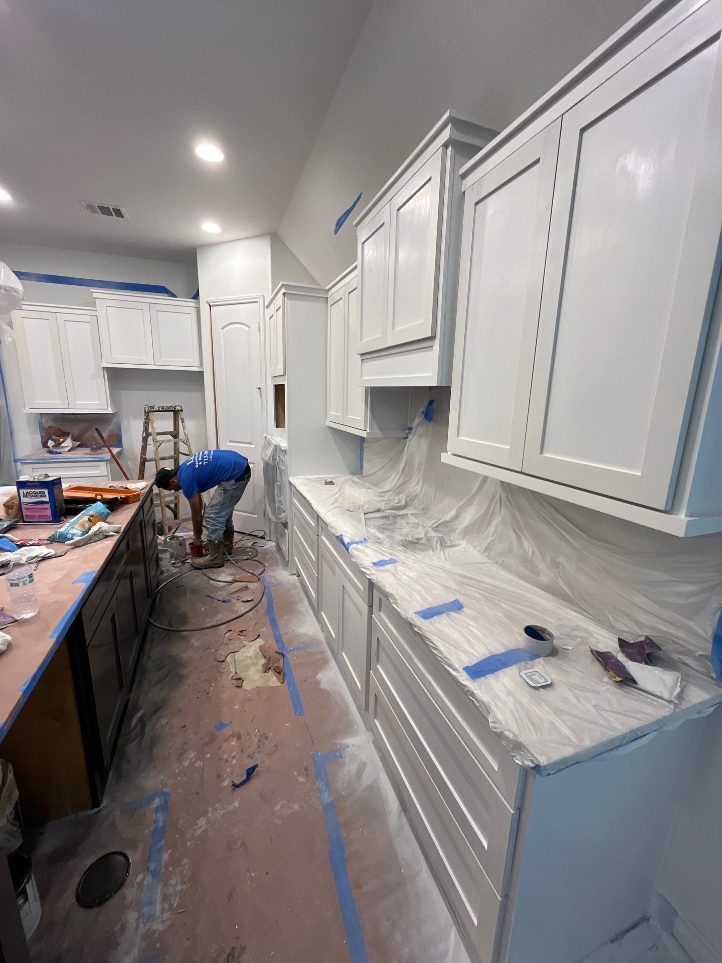 Kitchen Remodel using Water mitigation equipment by L&T General Contractors and Restoration INC