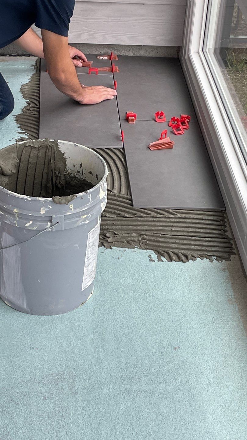 Sunroom Tile 1/3 offset by Footprints Floors of Coastal Carolina