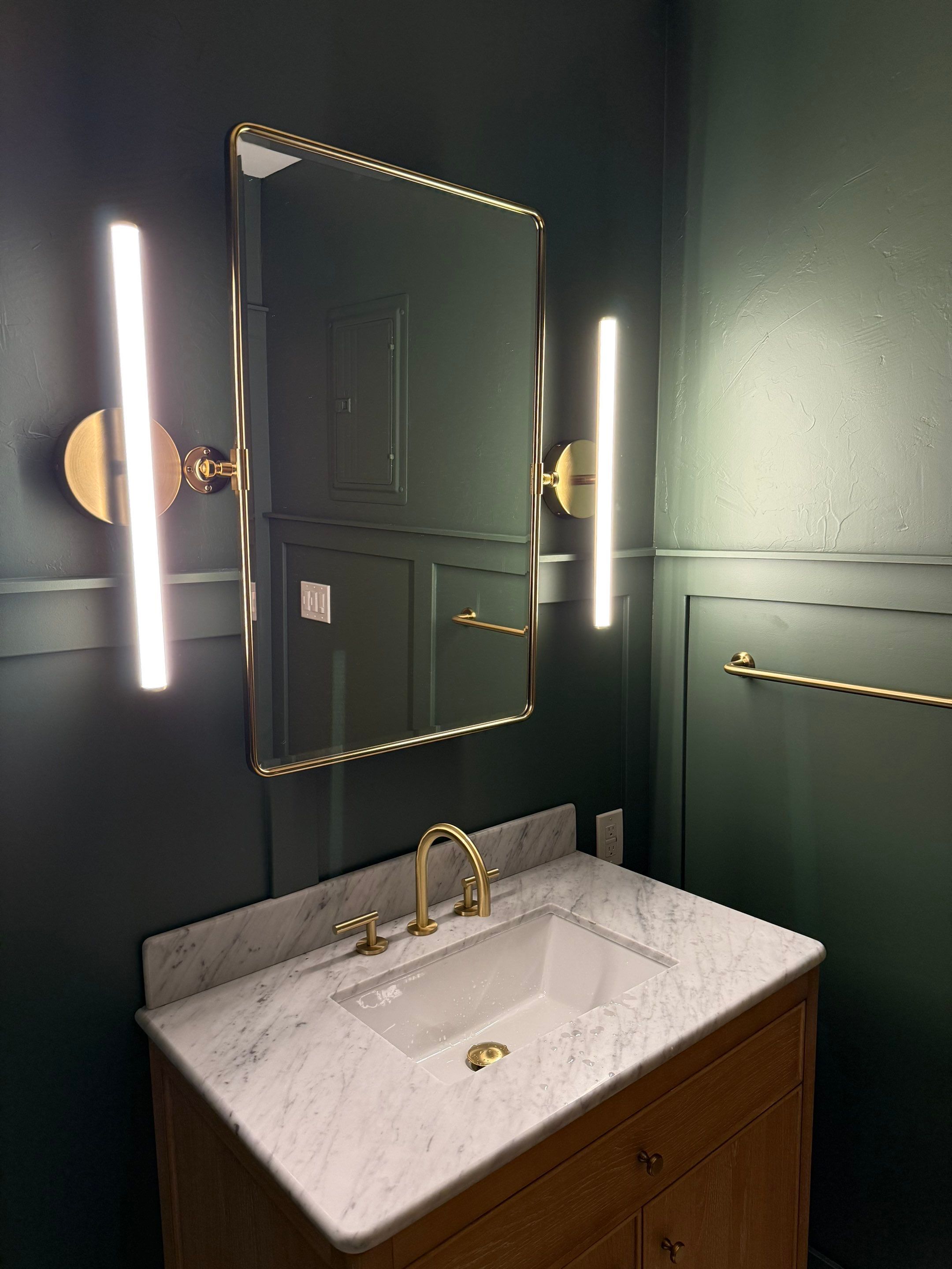 Modern Kitchen and Bathroom Transformation With Herringbone Tile in Lafayette by Hexagon Construction