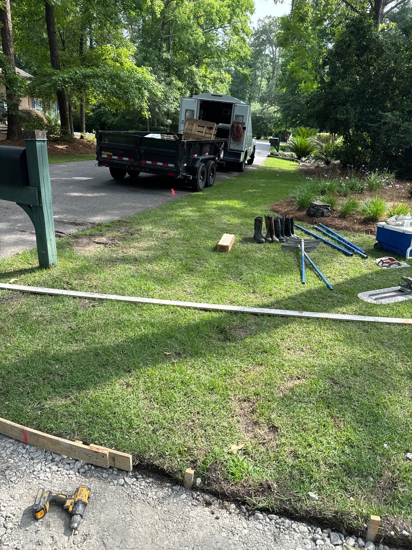 Hilton Head Island Concrete Driveway Replacement with Herringbone Brick Inlays by Lowcountry Scapes, LLC