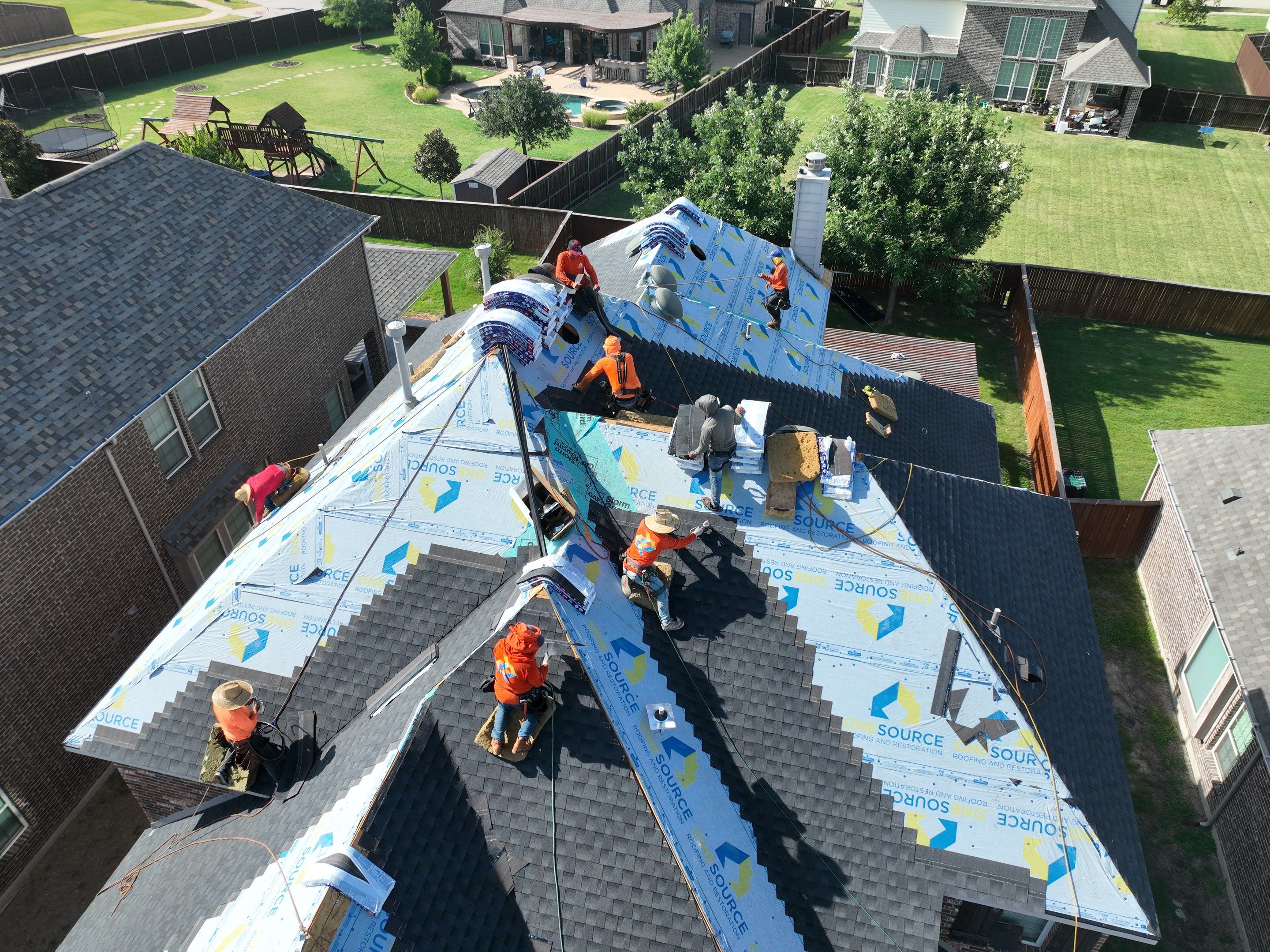 Residential Roofing Installation using GAF Timberline HDZ Charcoal by OneSource Roofing and Restoration