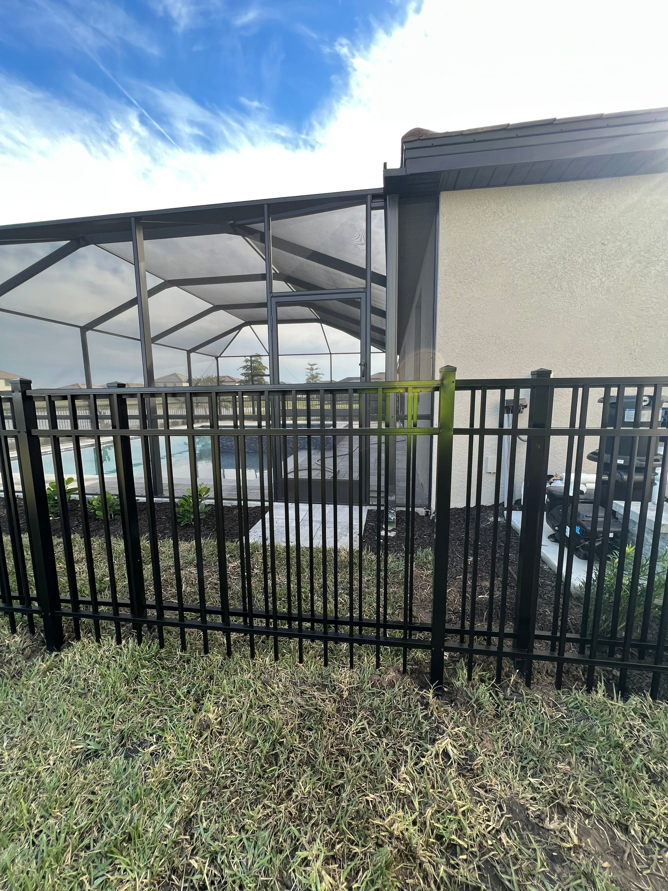 Aluminum Fence Installation using Black 3 Rail Aluminum Fence by Asap fence and gates, LLC