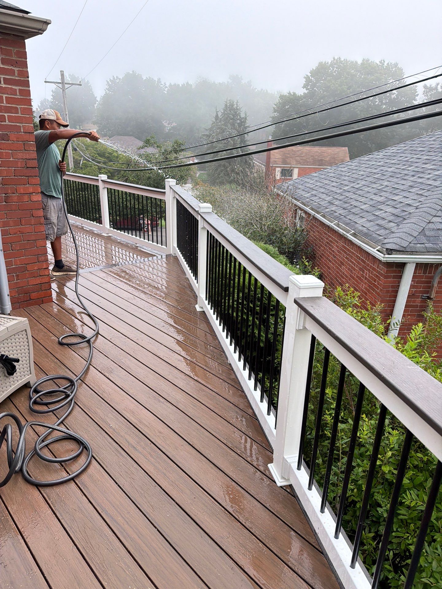2 tone Composite Re-Deck with Vinyl Railings in Pittsburgh by Cousins Roofing Siding & Decks