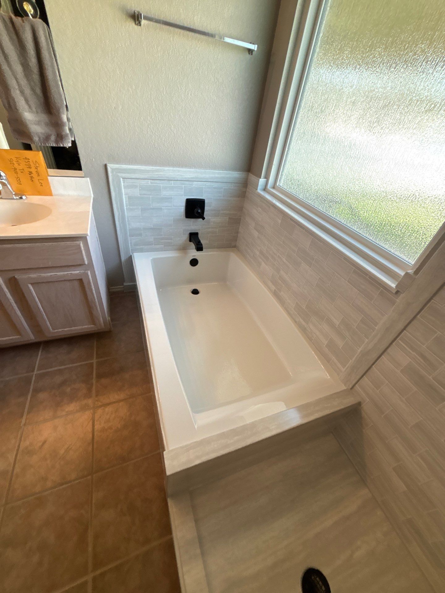 New walk in shower and tub in Kyle by Lane Lauritsen - The Hill Country, Texas