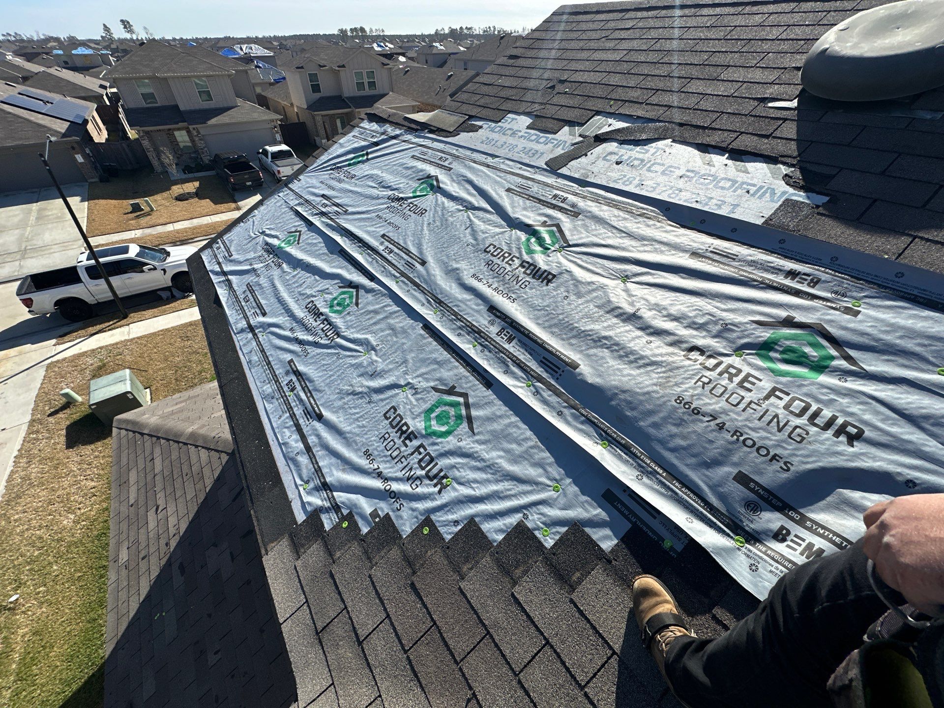Residential Roofing Repair using 3-Tab Shingles after a Wind Storm! by Core Four Roofing