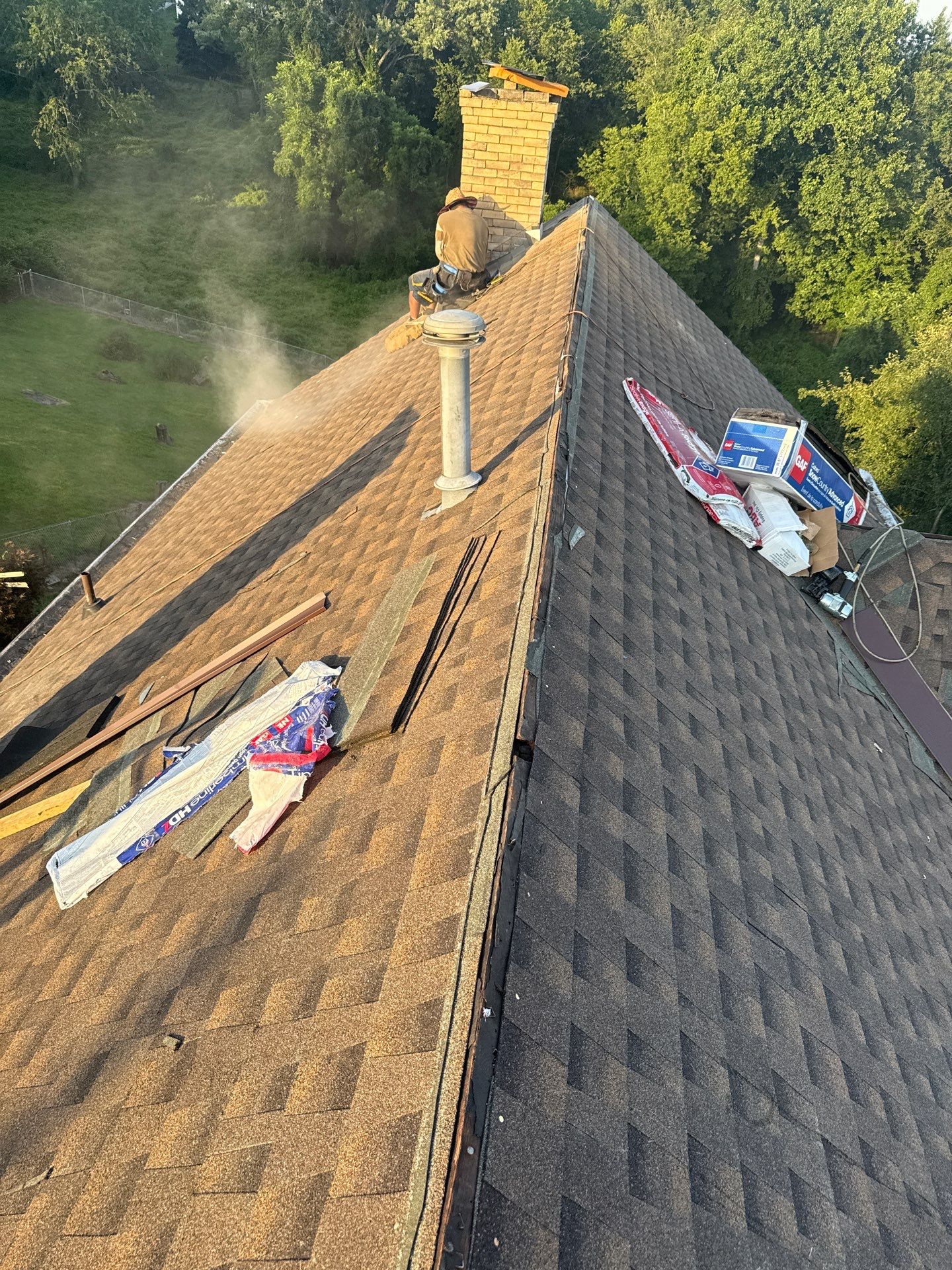 Residential Roofing Installation using GAF Timberline HDZ Barkwood by Rainstoppers Roofing