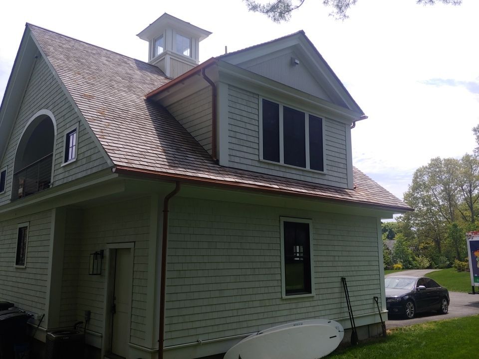 Plymouth, MA Gutter Installation using Coppertone Half Round Aluminum Gutter by Gutter Pro Enterprises