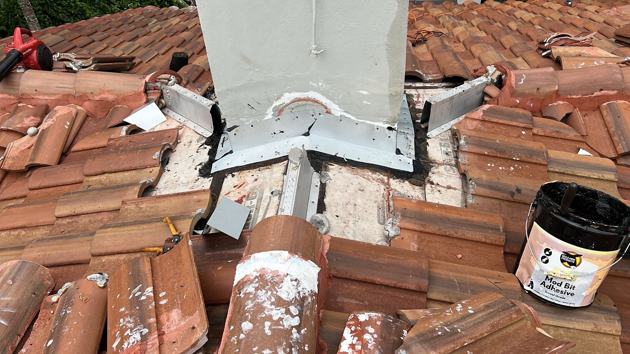Chimney Roof Flashing Repair and New Roof by The Goat Contractor ( Giampri Corp)