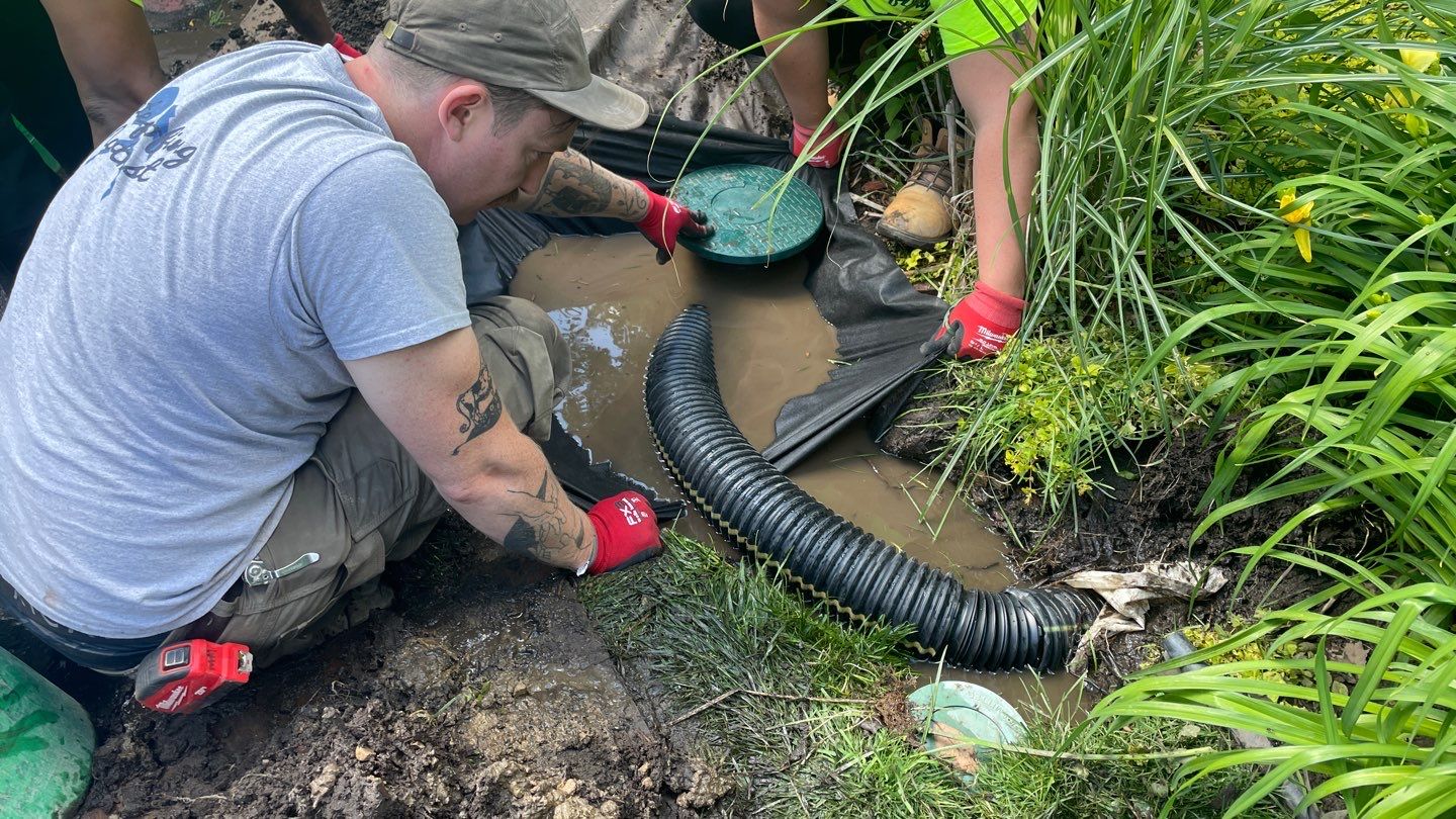 Buried Yard Drainage Installation in Plymouth, MN by Waterproofing Northeast