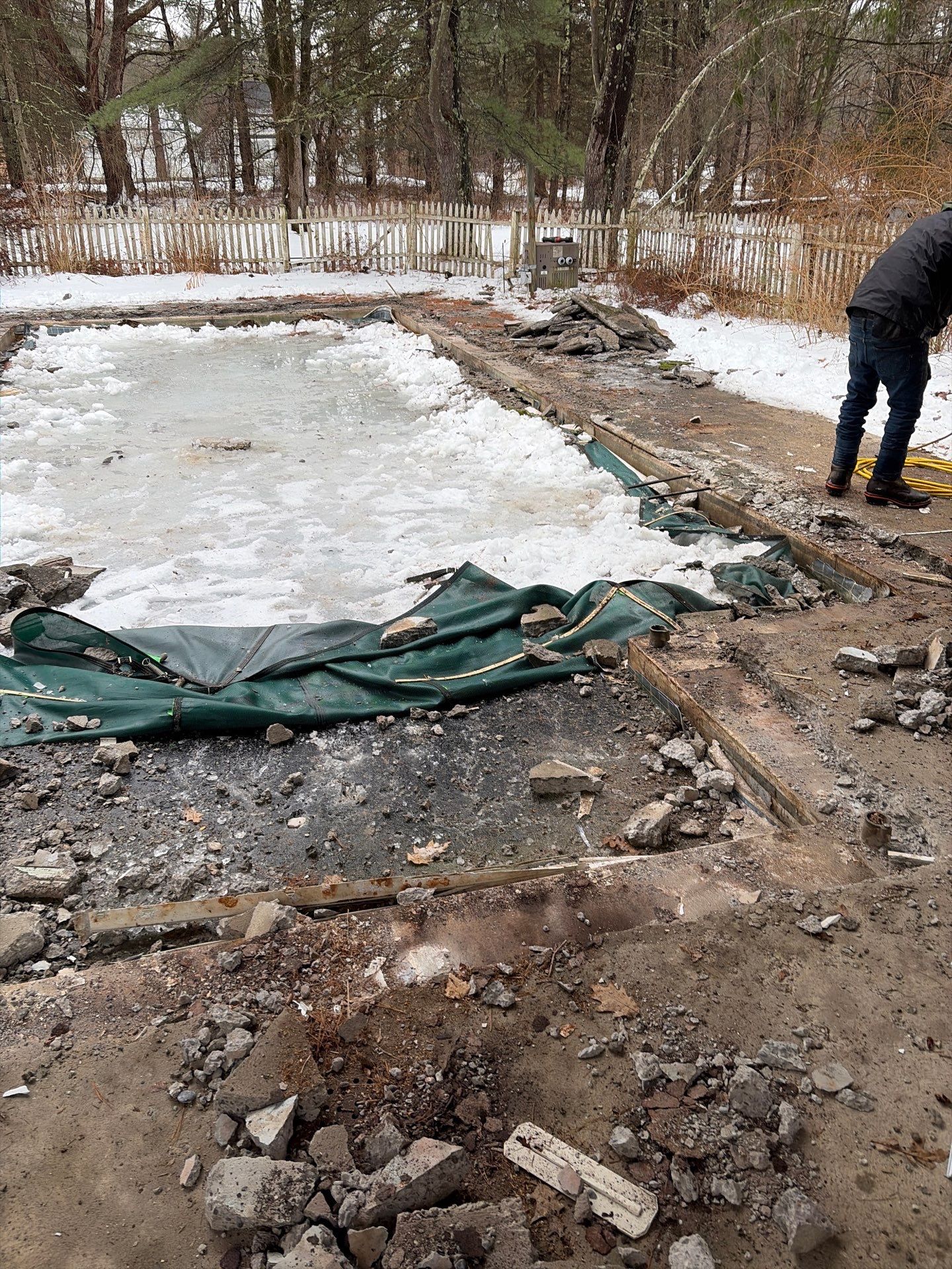 In-Ground Swimming Pool Renovation and Concrete Decking in Old Chatham by Cypress Pools and Spas