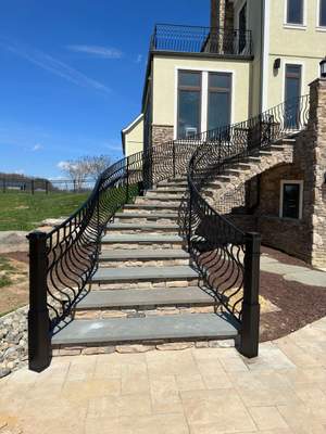 Ornamental Exterior Stair Railings – Custom Slate Surface Mount – Ijamsville, MD