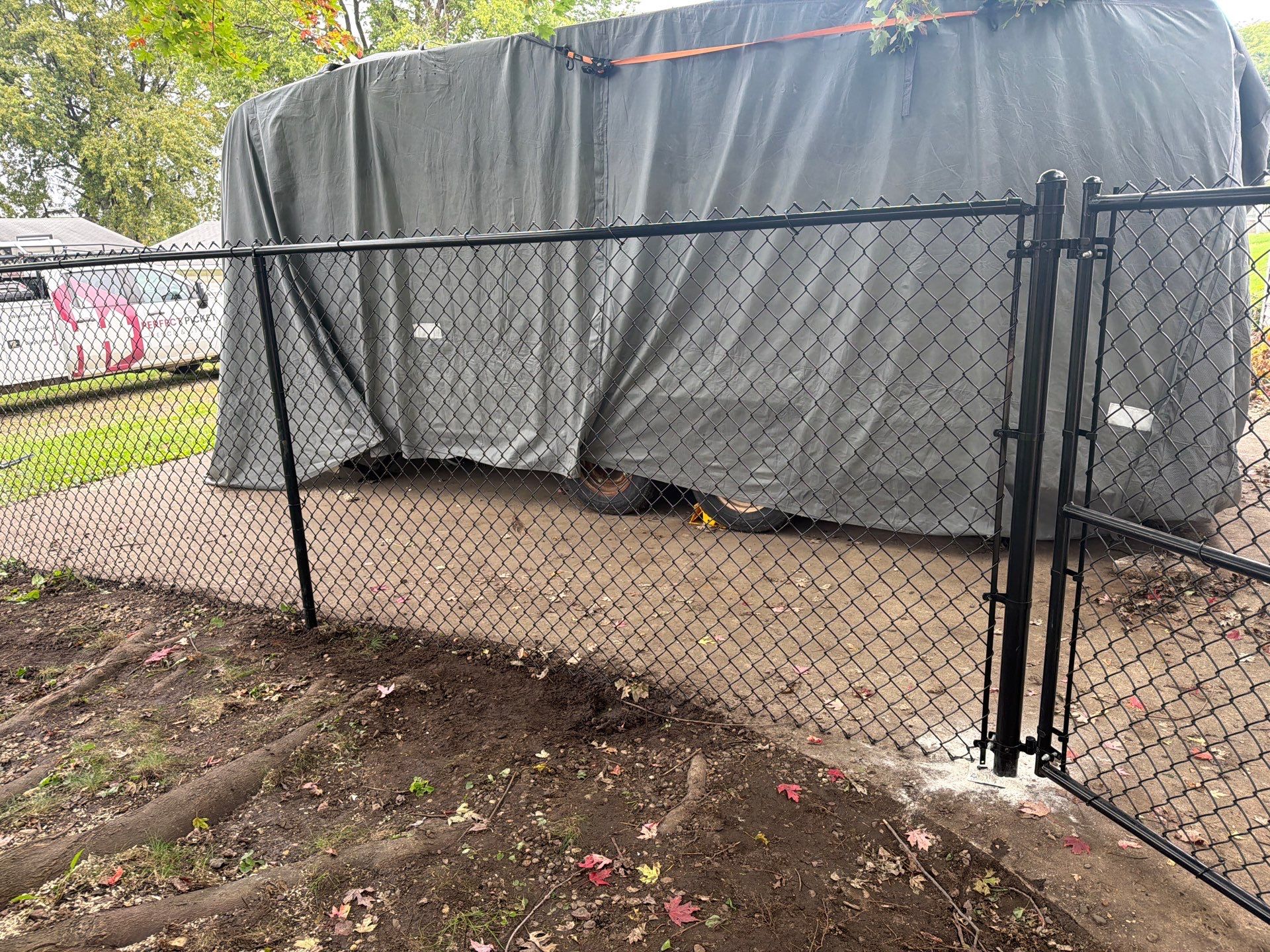 Custom Wood Privacy and Black Chain Link Fence in Hudson by Perfect Picket Fence and Stain