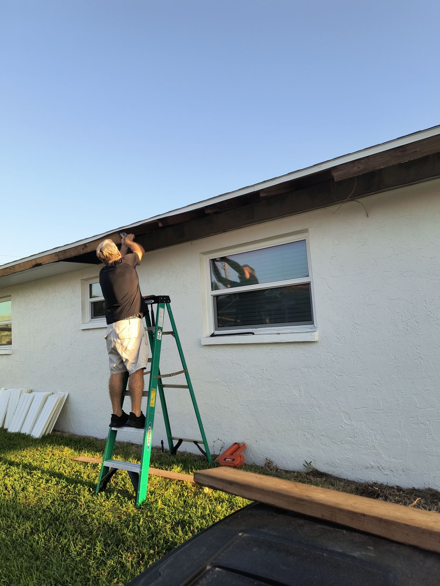 Aluminum White Soffit Installation in Sarasota FL by Gutter Professors