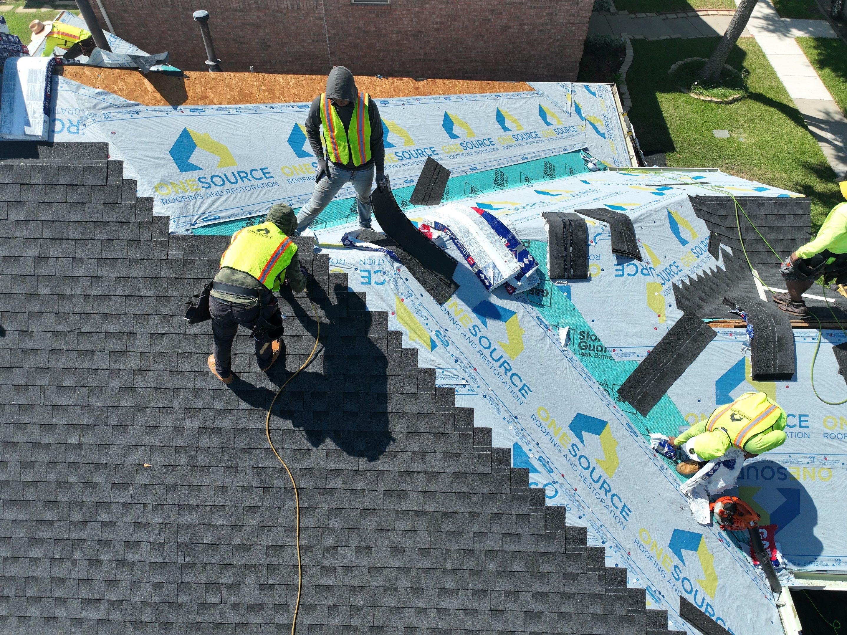 Residential Roofing Installation using GAF Timberline HDZ Charcoal by OneSource Roofing and Restoration