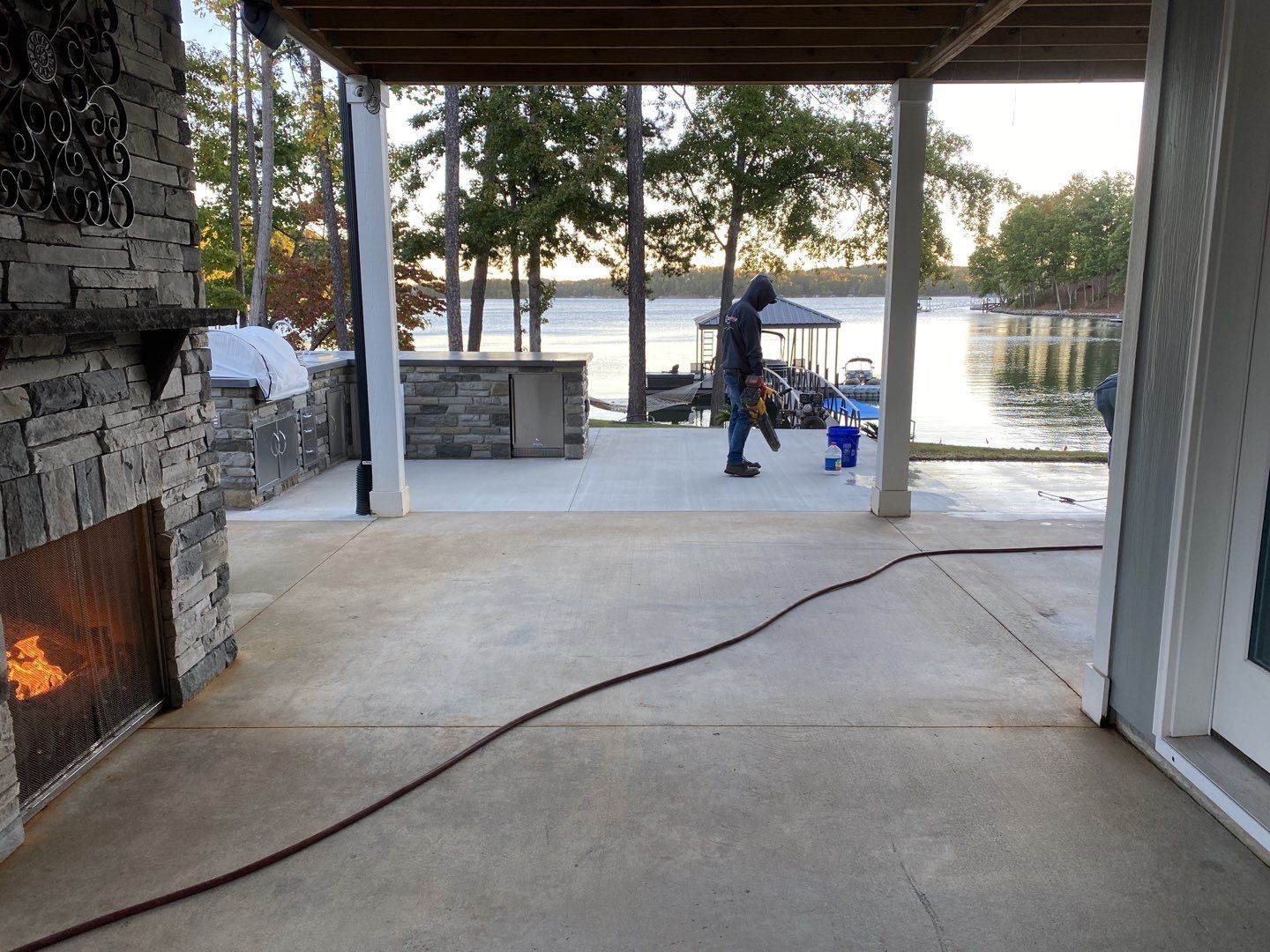 Outdoor Kitchen on Lake Keowee by Xtreme Concrete Services
